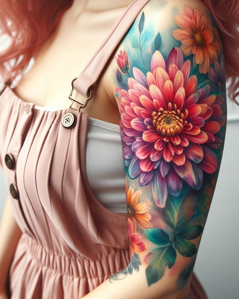 Decode Your Destiny: Meaningful Birth Flower Tattoo Ideas | Pocoko Celebrate the elegance of November with a Chrysanthemum tattoo. These vibrant flowers symbolize happiness and prosperity, making them a beautiful and meaningful addition to your ink!