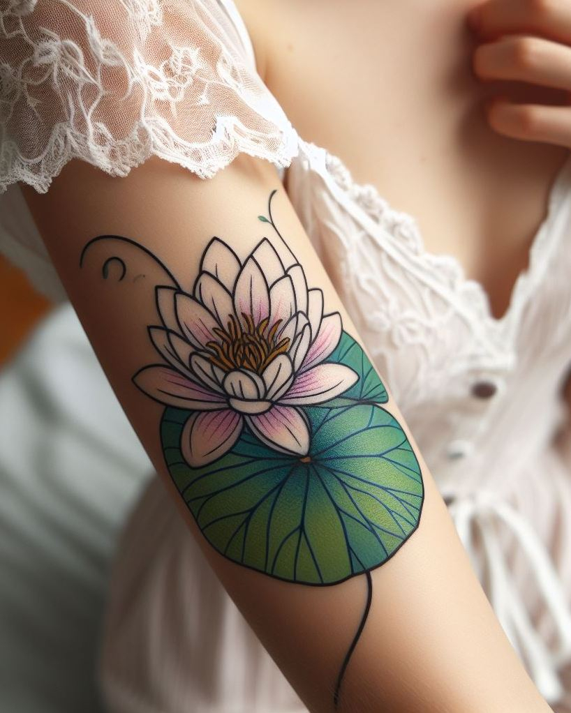 Decode Your Destiny: Meaningful Birth Flower Tattoo Ideas | Pocoko Embody the peaceful essence of July with a Water Lily Pad tattoo. These delicate flowers are a symbol of purity and calm, perfect for your summer ink.