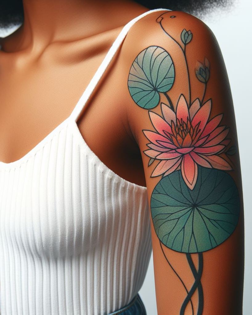Decode Your Destiny: Meaningful Birth Flower Tattoo Ideas | Pocoko Float into summer with a Water Lily Pad tattoo this July. These graceful flowers bring a sense of peace and tranquility to your body art.