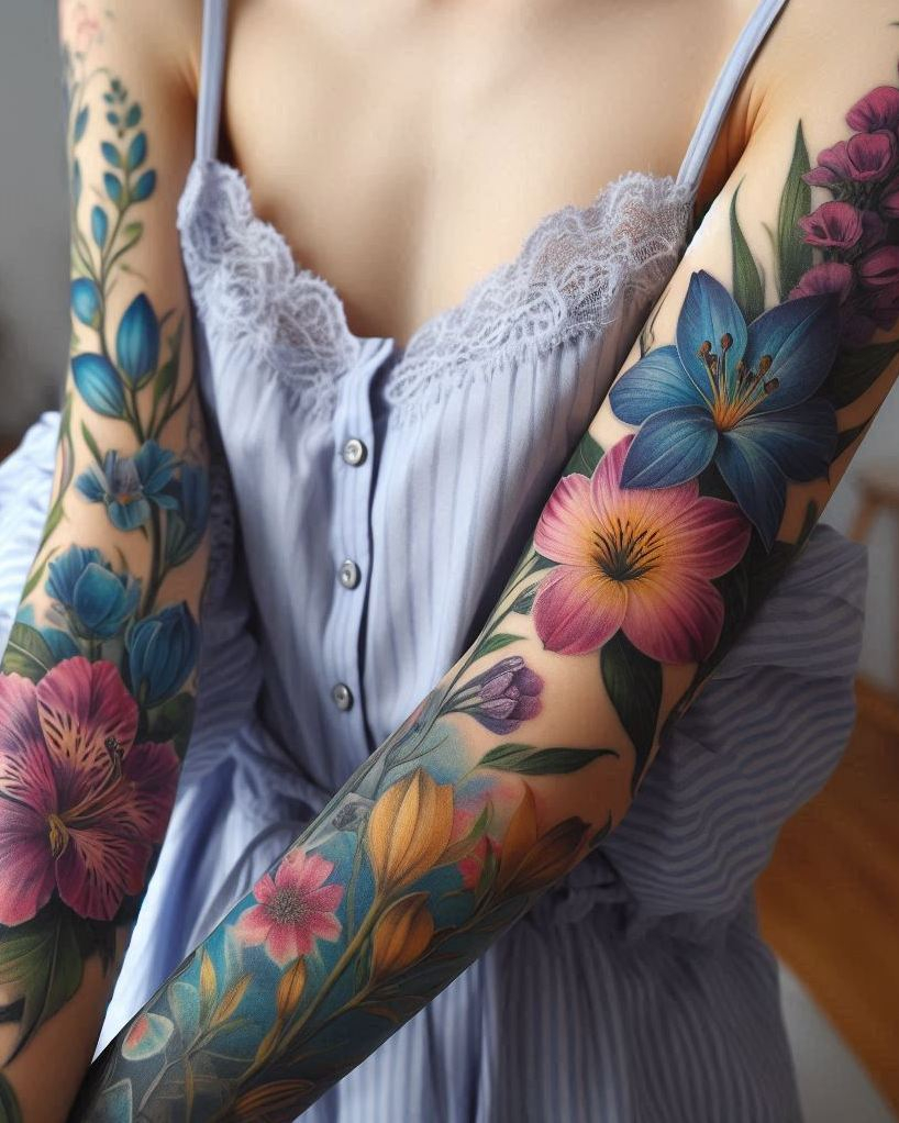 Decode Your Destiny: Meaningful Birth Flower Tattoo Ideas | Pocoko Celebrate your July birthday with a stunning mix of Larkspur and Water Lily tattoos. This combo brings together the bold beauty of Larkspurs with the serene elegance of Water Lilies, creating a unique and enchanting floral design perfect for any ink lover.