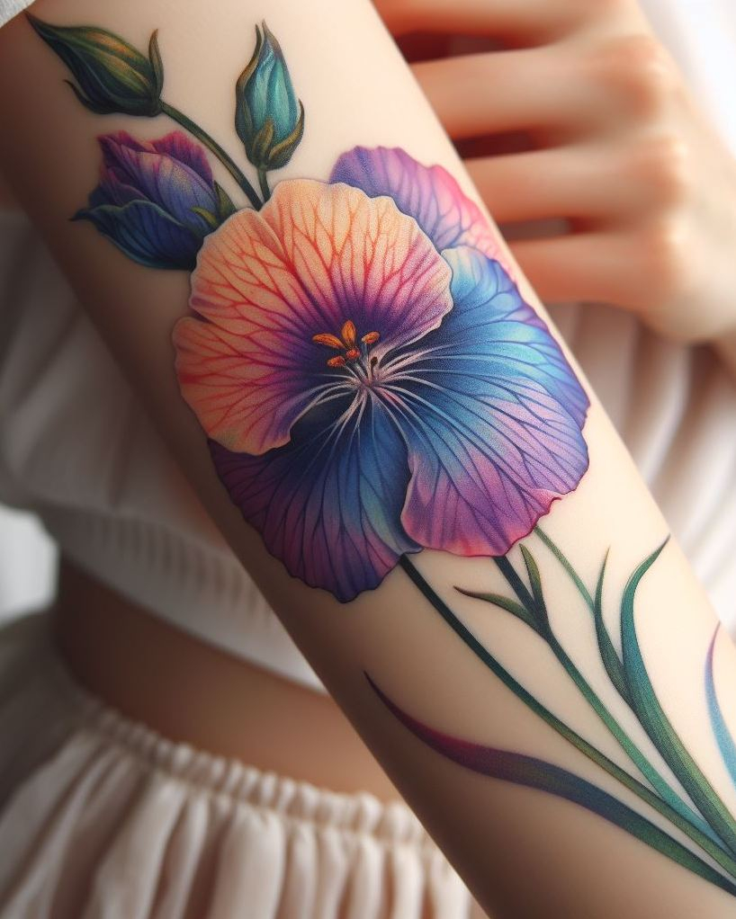 Decode Your Destiny: Meaningful Birth Flower Tattoo Ideas | Pocoko Celebrate your July birthday with a single Larkspur tattoo. This elegant bloom symbolizes positivity and love, perfect for a beautiful and meaningful design!
