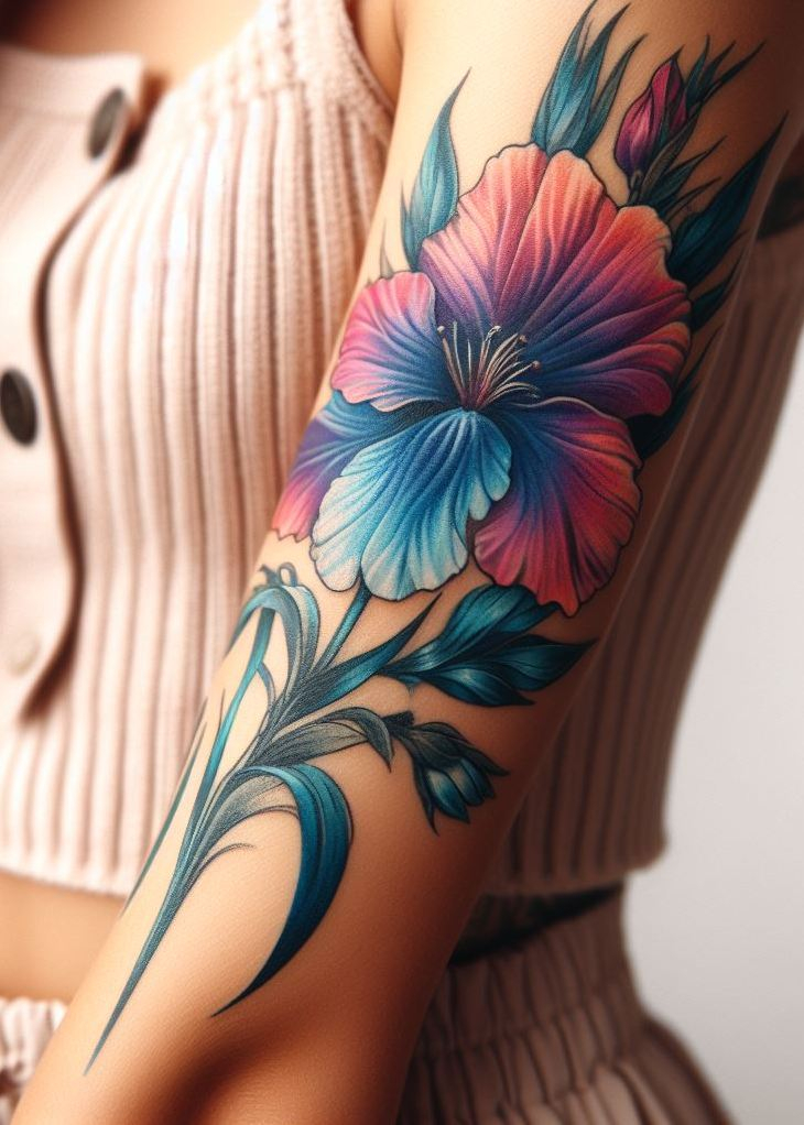 Decode Your Destiny: Meaningful Birth Flower Tattoo Ideas | Pocoko Show off your July pride with a delicate Larkspur tattoo. This single flower represents elegance and joy, making it a stunning choice for your ink collection.