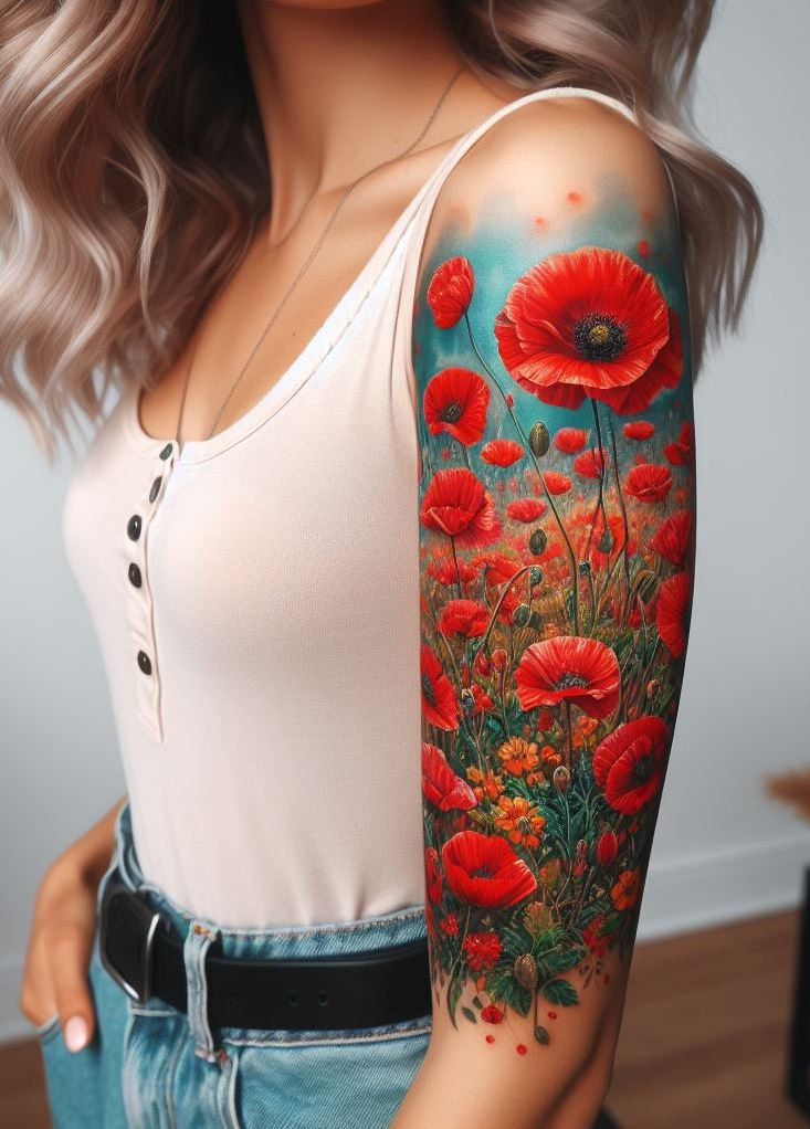 Decode Your Destiny: Meaningful Birth Flower Tattoo Ideas | Pocoko Add a touch of summer to your skin with a poppy field tattoo for August. These beautiful blossoms are a symbol of remembrance and joy!