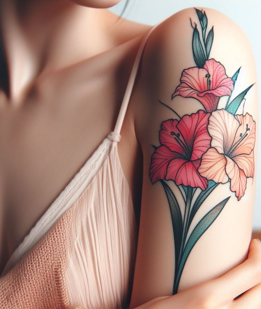 Decode Your Destiny: Meaningful Birth Flower Tattoo Ideas | Pocoko Opt for subtle beauty with a minimalist Gladiolus tattoo. Perfect for August babies, this design is a graceful nod to your birth flower!