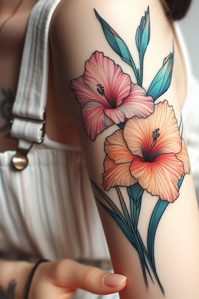 Decode Your Destiny: Meaningful Birth Flower Tattoo Ideas | Pocoko Celebrate your birth month with a minimalist Gladiolus flower tattoo. Simple yet stunning, it embodies the elegance and strength of August.