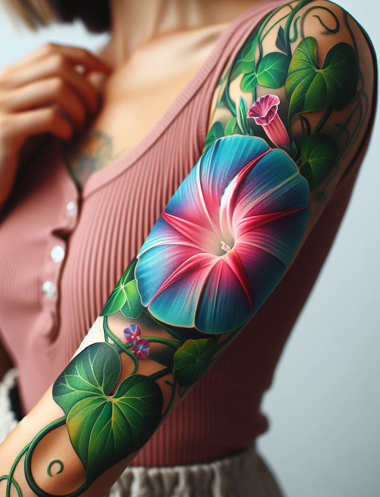 Decode Your Destiny: Meaningful Birth Flower Tattoo Ideas | Pocoko Celebrate September with a Morning Glory vine tattoo. These delicate flowers symbolize love and affection, adding a touch of elegance to your ink!