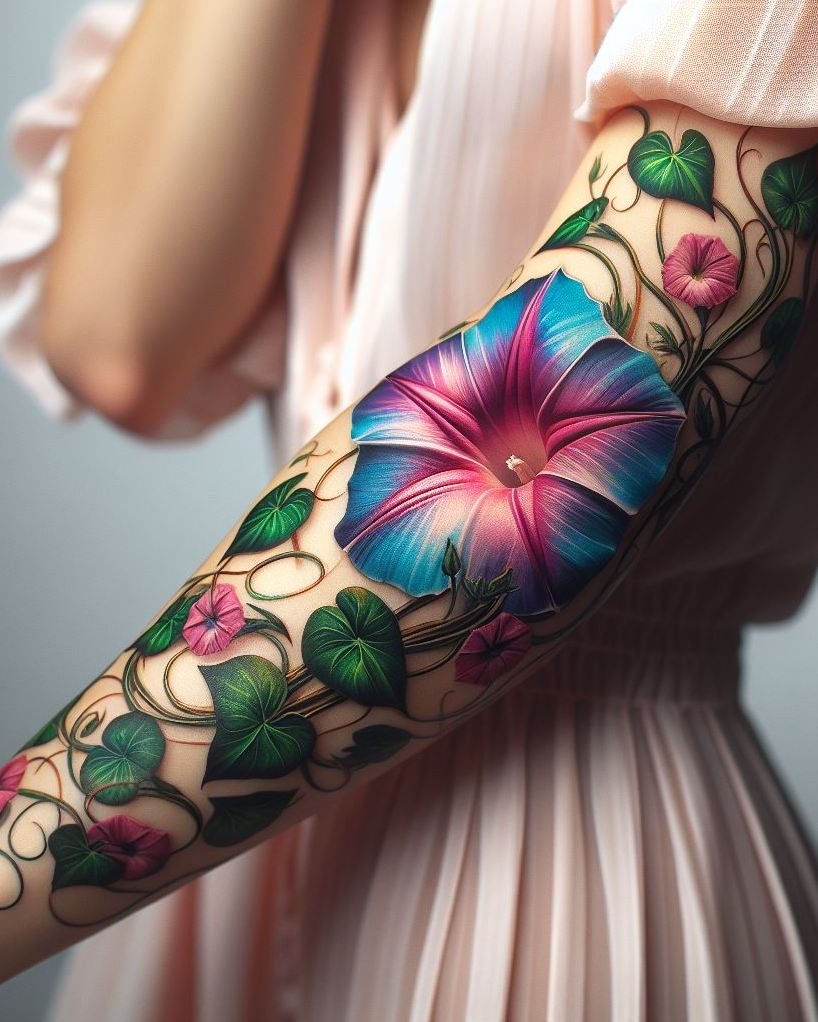 Decode Your Destiny: Meaningful Birth Flower Tattoo Ideas | Pocoko Show off your September pride with a Morning Glory vine tattoo. These charming flowers capture the essence of early fall with their delicate beauty and symbolism.