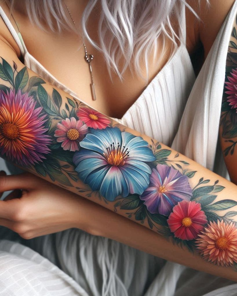 Decode Your Destiny: Meaningful Birth Flower Tattoo Ideas | Pocoko Celebrate September with a stunning mix of Aster and Morning Glory tattoos. This beautiful combination embodies the essence of early fall, bringing together love, wisdom, and renewal in a single captivating design.