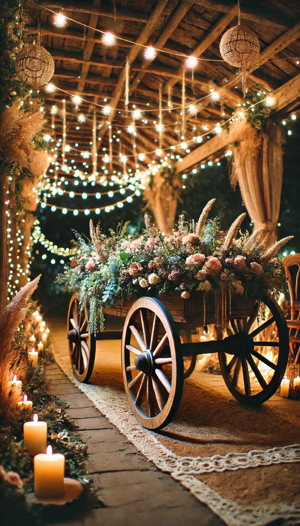 A flower-covered wagon for your ring bearer adds a sweet touch of rustic elegance. Perfect for a wedding day filled with love and charm!