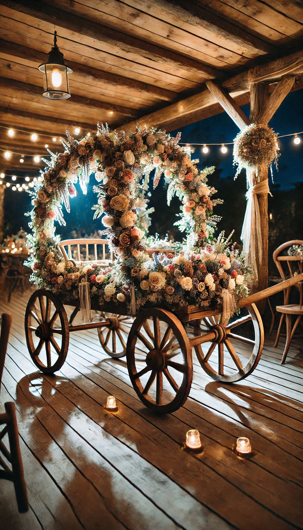 Rustic Wedding Decor: Make your wedding decor bloom with a flower-covered wagon for the ring bearer. A touch of rustic charm that’s sure to impress!