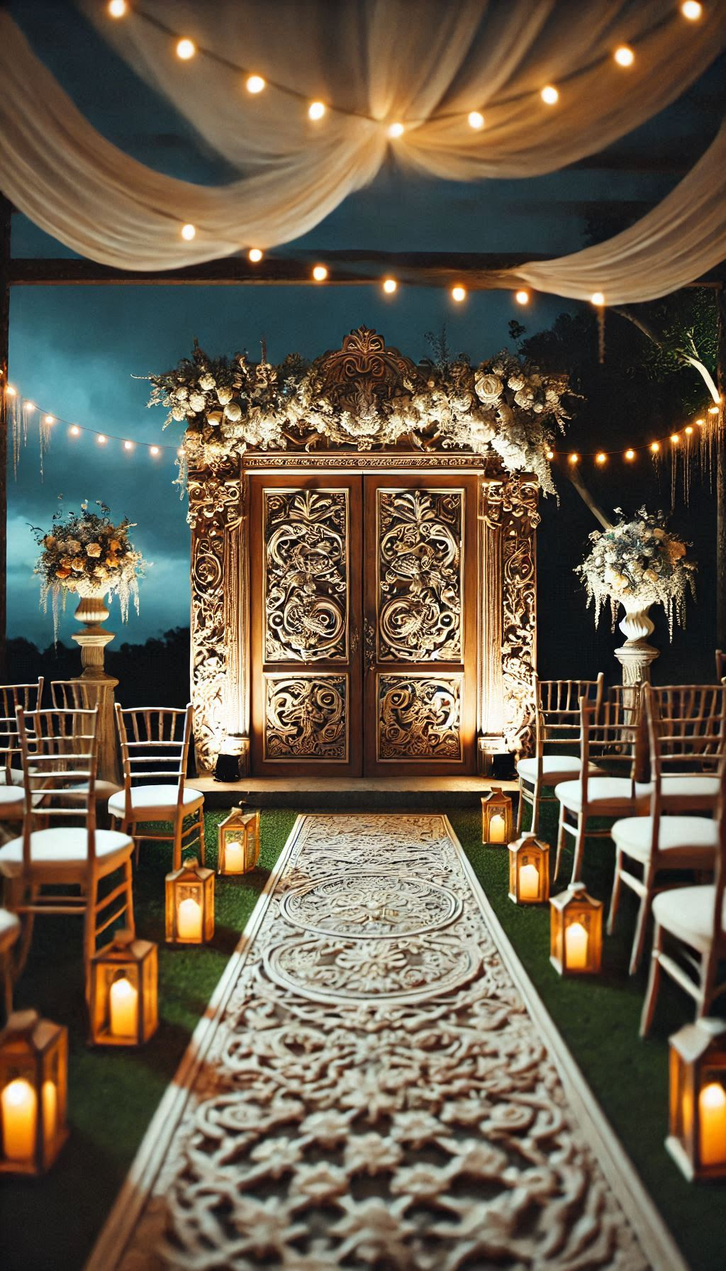 Add a vintage twist to your wedding with antique doors as your ceremony backdrop. Rustic, romantic, and absolutely stunning!