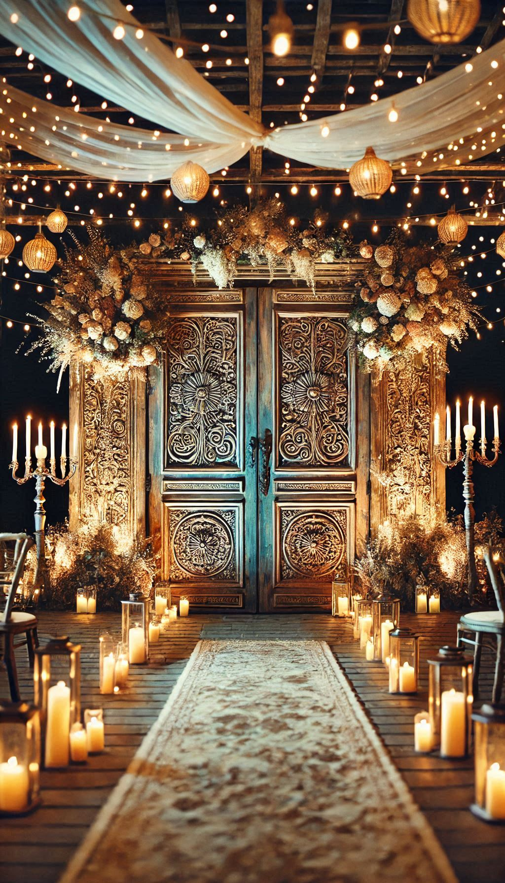 Step into a world of romance with antique doors as your ceremony backdrop. Rustic wedding decor never looked so good!