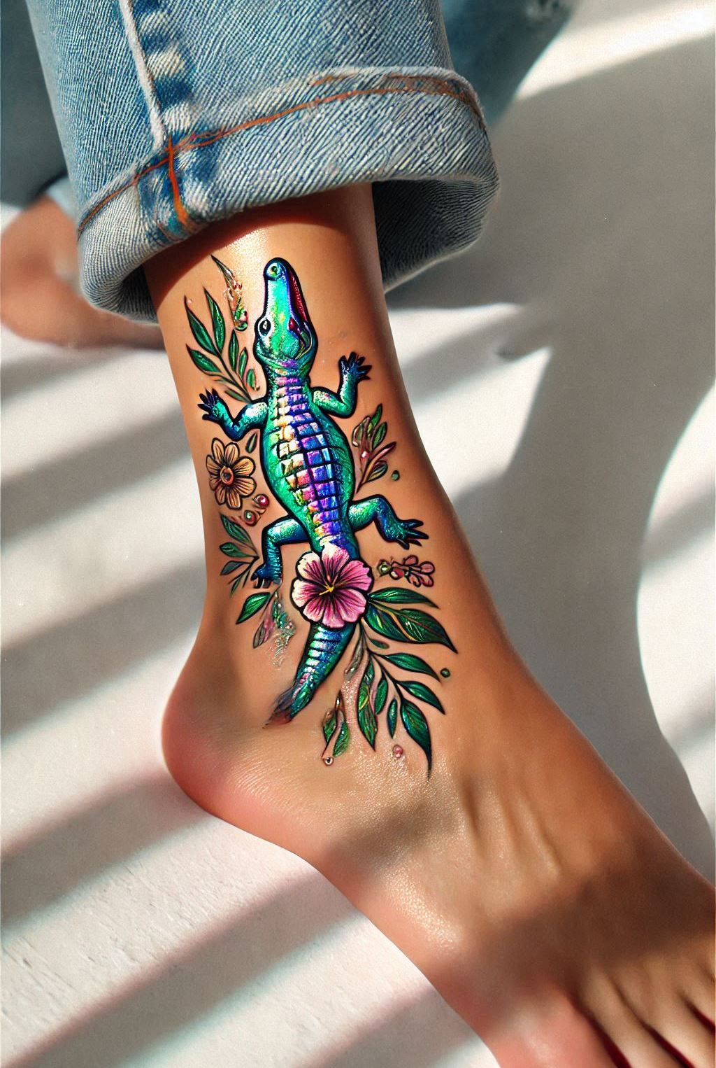 Stunning Reptile Tattoos: 88 Designs That Will Hypnotize | Pocoko Unleash your wild side with this fierce Crocodile reptile tattoo. Perfect for those who embrace their inner strength and primal instincts!