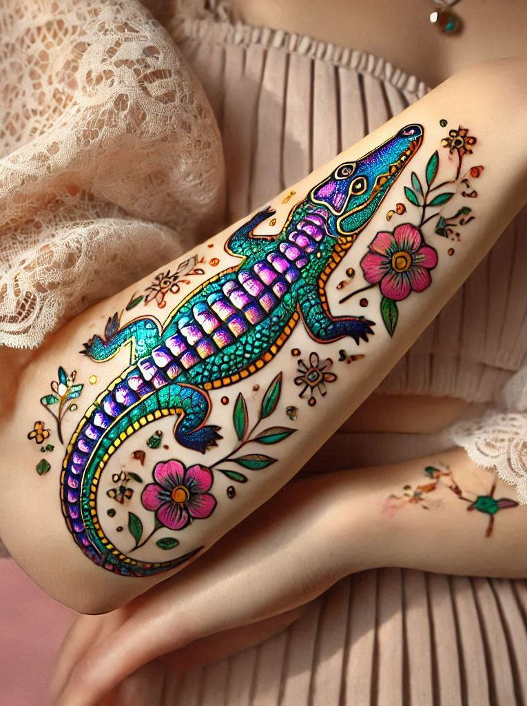 Stunning Reptile Tattoos: 88 Designs That Will Hypnotize | Pocoko Sink your teeth into this amazing Crocodile reptile tattoo. Perfect for showcasing your fierce and fearless nature!
