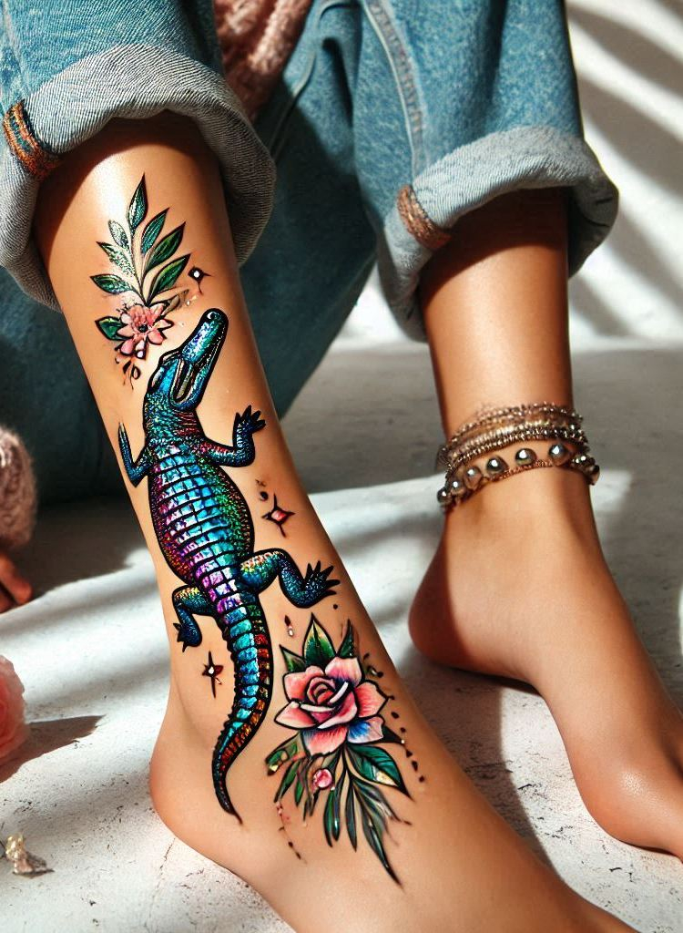 Stunning Reptile Tattoos: 88 Designs That Will Hypnotize | Pocoko Showcase your strength and resilience with a Crocodile reptile tattoo. A bold design that demands attention and admiration!