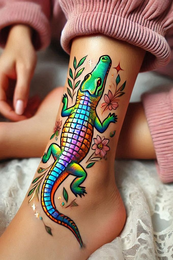 Stunning Reptile Tattoos: 88 Designs That Will Hypnotize | Pocoko Make waves with this incredible Crocodile reptile tattoo. A powerful symbol of strength, beauty, and untamed spirit!