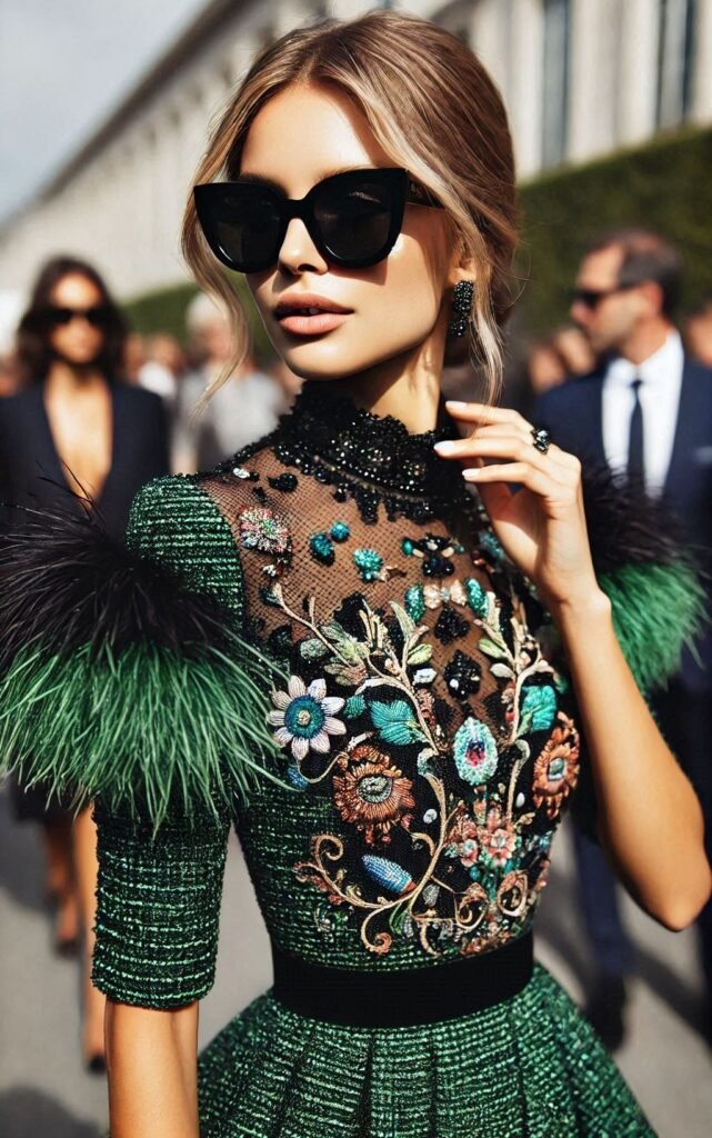 Summer new tweed contrast lapel dress main image 1