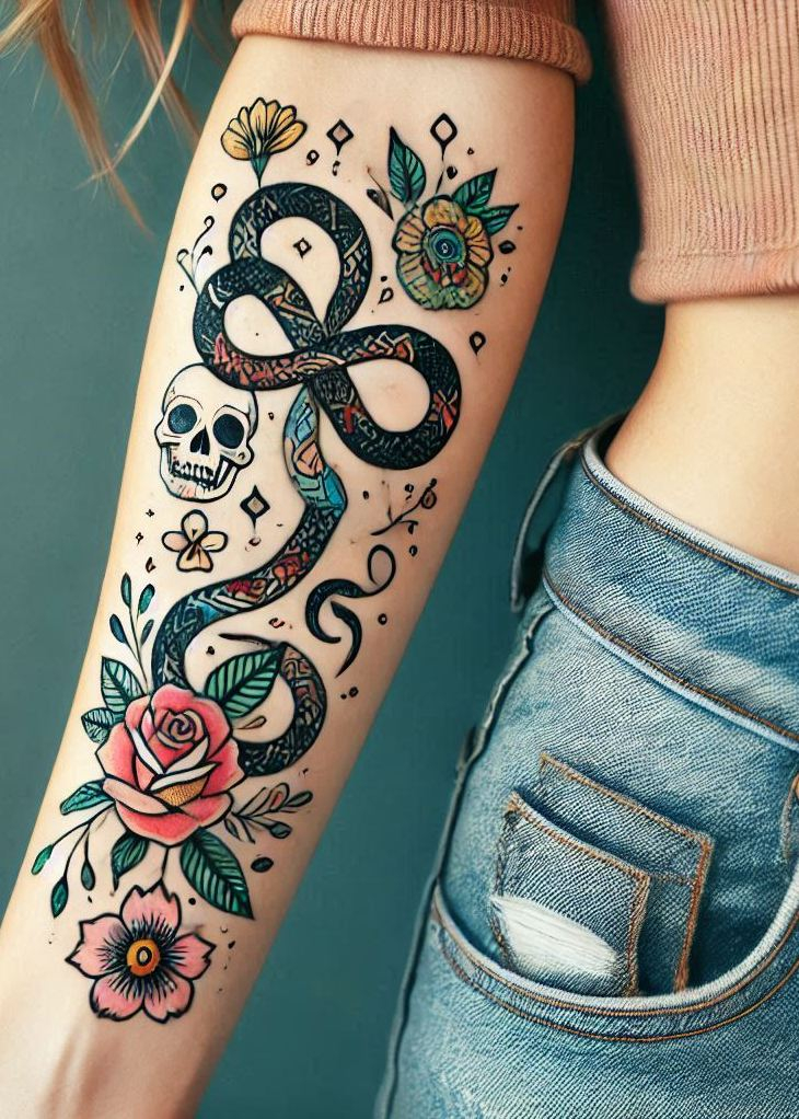Stunning Reptile Tattoos: 88 Designs That Will Hypnotize | Pocoko Slither into style with this stunning snake tattoo. Perfect for adding a touch of mystery and elegance to your ink collection!
