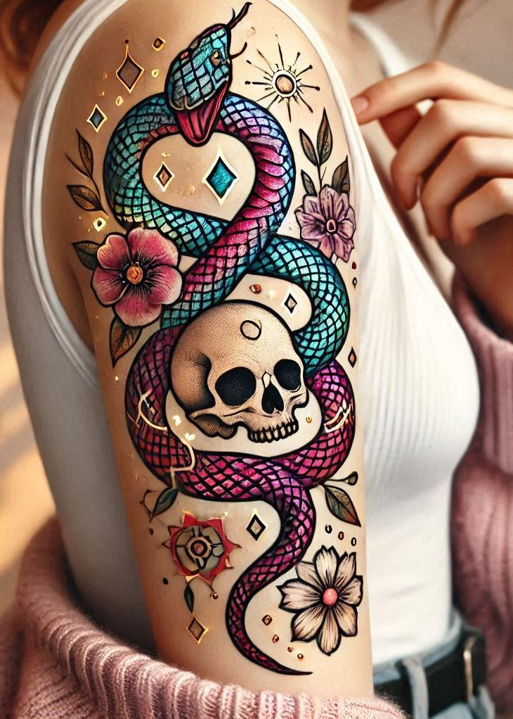 Stunning Reptile Tattoos: 88 Designs That Will Hypnotize | Pocoko Wrap yourself in the allure of a snake tattoo. This sleek design embodies grace, mystery, and untamed beauty!