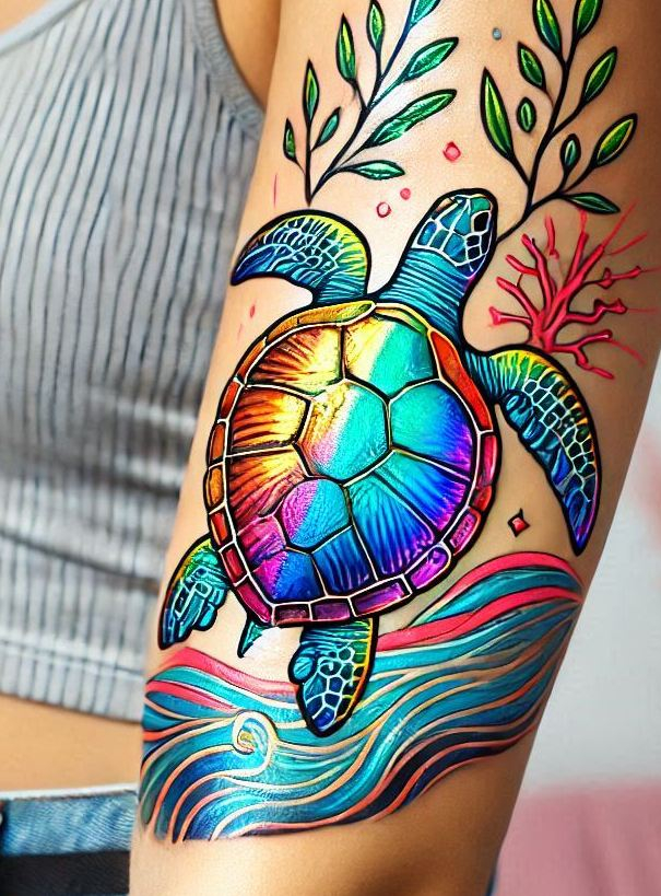 Stunning Reptile Tattoos: 88 Designs That Will Hypnotize | Pocoko Dive into tranquility with this stunning turtle tattoo. Perfect for those who love the calm and steady nature of these ancient creatures!