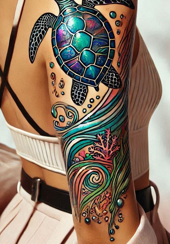Stunning Reptile Tattoos: 88 Designs That Will Hypnotize | Pocoko Make a splash with this beautiful turtle tattoo. A unique design that symbolizes longevity and a peaceful spirit!
