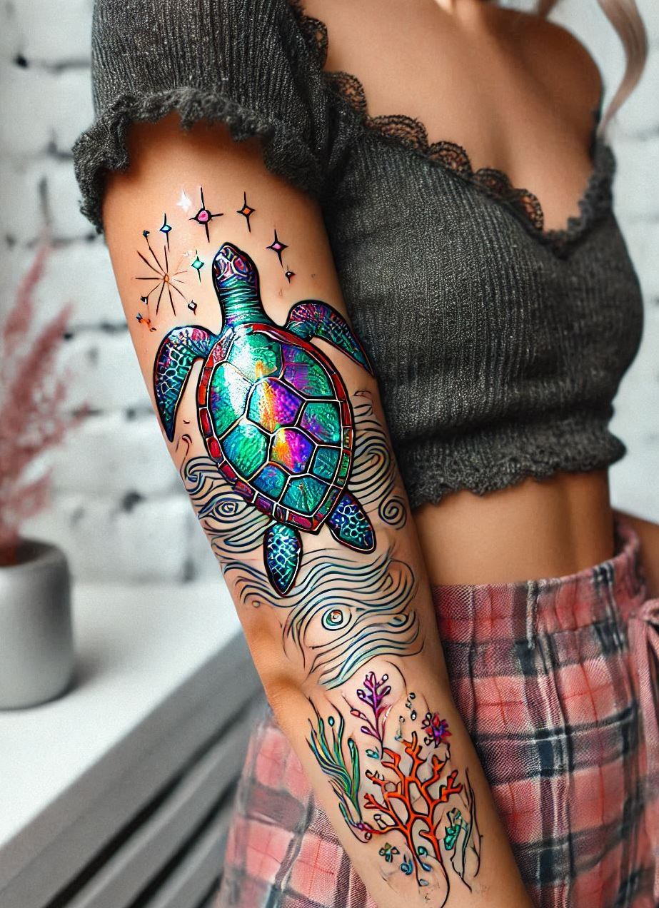 Stunning Reptile Tattoos: 88 Designs That Will Hypnotize | Pocoko Showcase your love for marine life with a beautiful turtle tattoo. A unique design that represents endurance and calm!