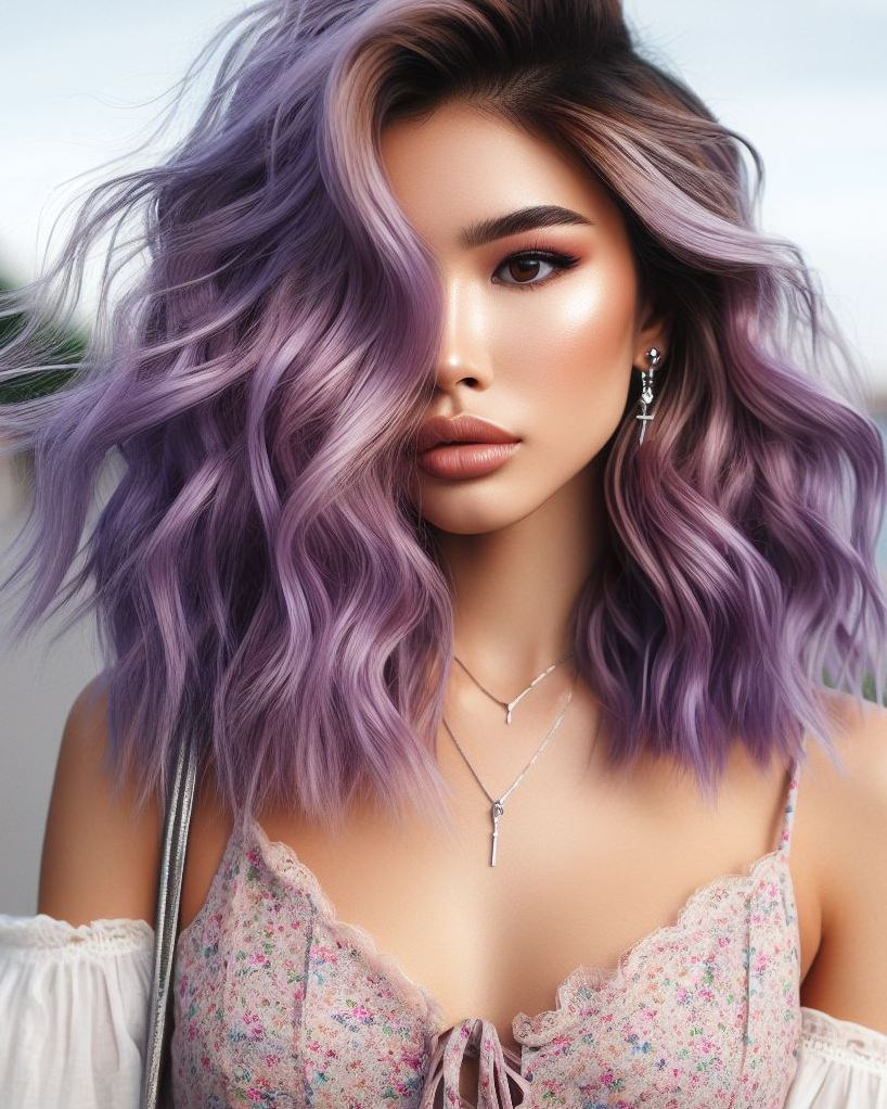 Ashy lavender hair: a little bit edgy, a little bit sweet. Perfect for those who love to stand out with a unique, stunning color!