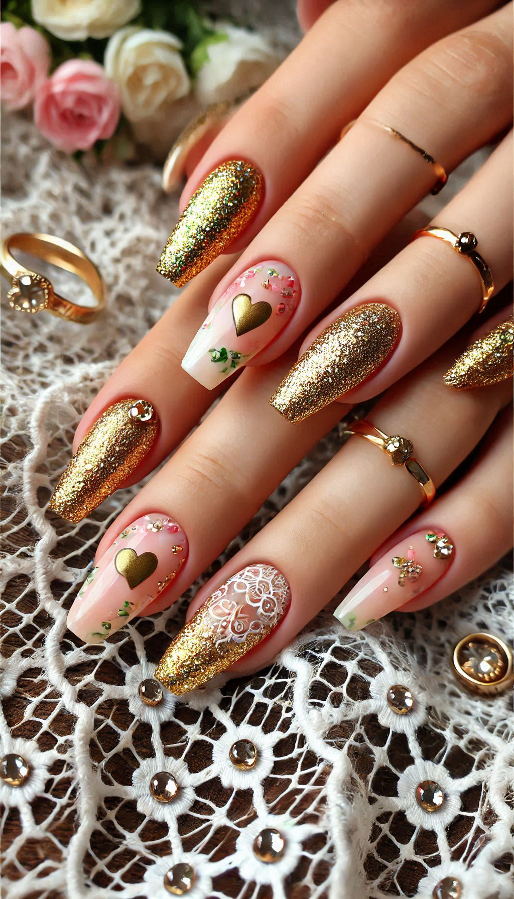 Mesmerizing Glitter Nail Art Ideas to Turn Heads | Pocoko Turn heads with baby pink ombre nails and a dash of golden glitter. A chic and glamorous look for any occasion.