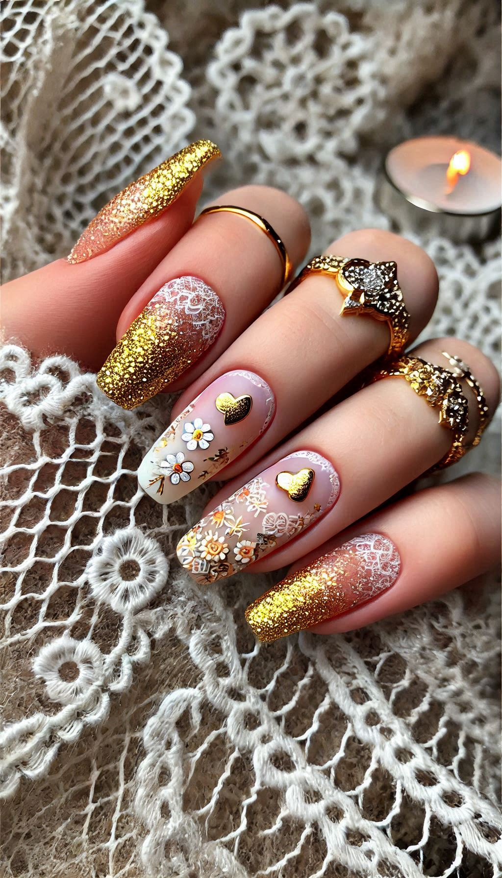 Mesmerizing Glitter Nail Art Ideas to Turn Heads | Pocoko Get ready to dazzle with baby pink ombre nails and golden glitter. The perfect mix of subtle and sparkly for a stunning manicure.