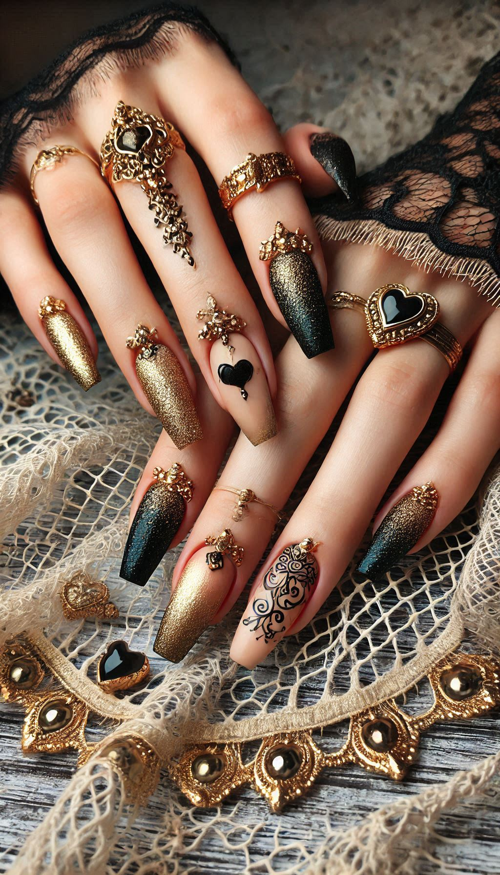 Mesmerizing Glitter Nail Art Ideas to Turn Heads | Pocoko Turn your nails into a glamorous masterpiece with black and golden glitter. It’s the ultimate combination of elegance and sparkle!