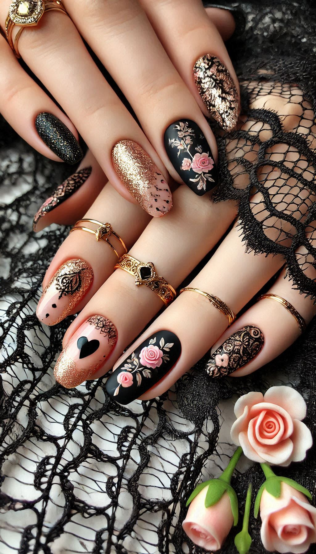 Mesmerizing Glitter Nail Art Ideas to Turn Heads | Pocoko Elevate your nail game with black and golden glitter. A dazzling duo that’s perfect for any occasion.