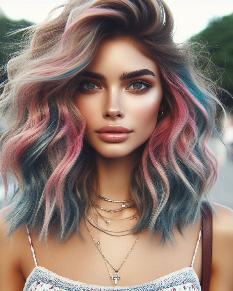 Why choose one color when you can have both? Blue and pink dual highlights add a touch of whimsy and a pop of color to your look!