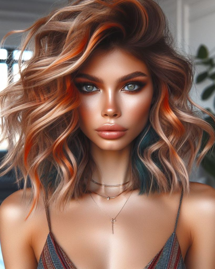 Turn heads with copper brown highlights! This color combo offers a beautiful, natural-looking shine that’s hard to resist.