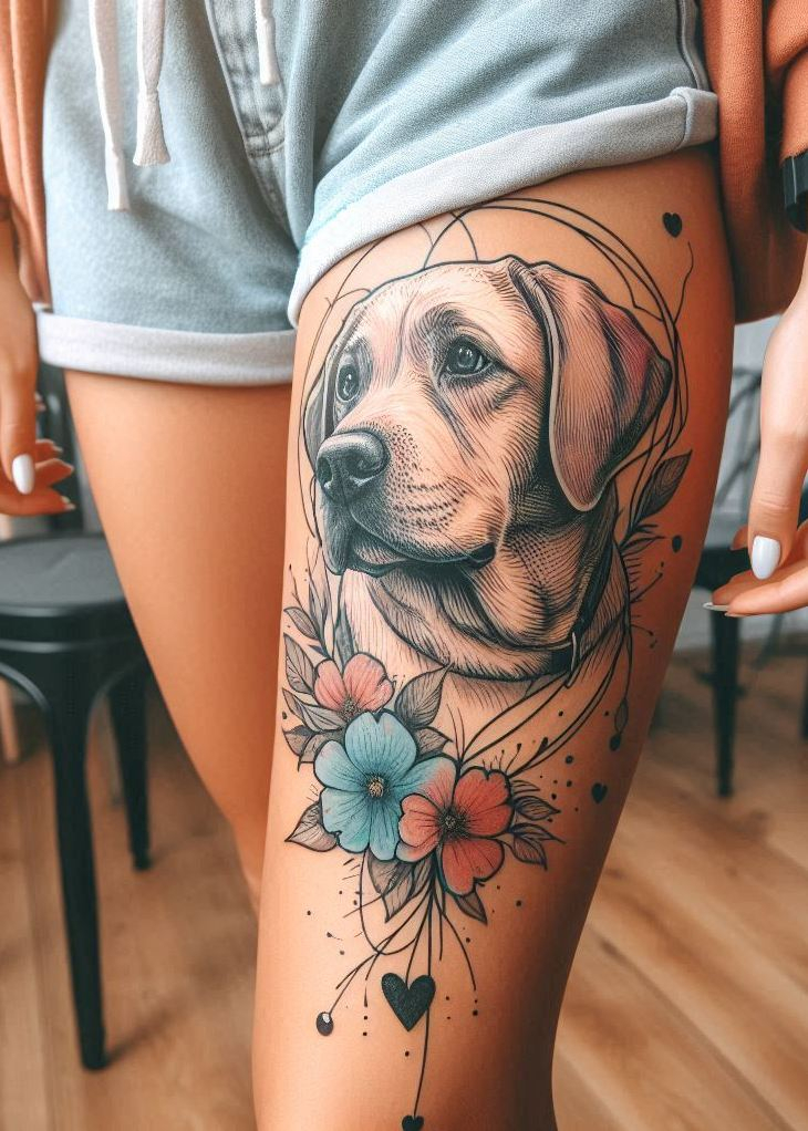 Furever Faithful: 70+ Dog Tattoos That Are Woof-Worthy! | Pocoko You and your dog are a team, so why not celebrate that with a tattoo? These dog tattoos for girls will have you showing off your love in a fun, creative way – and it’ll last longer than any fetch session!