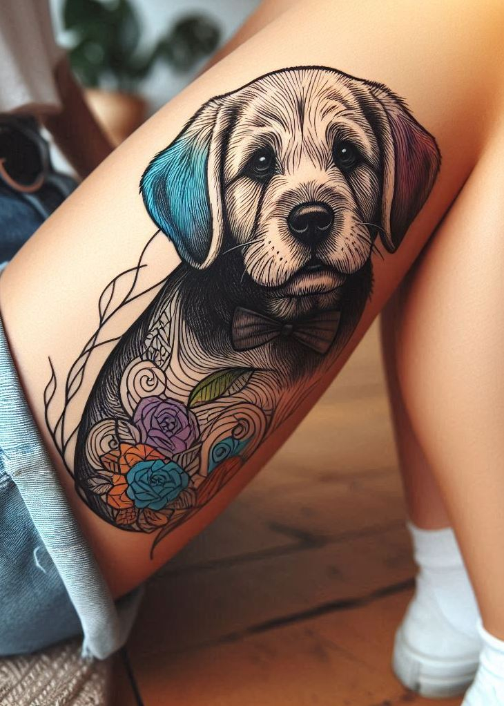 Furever Faithful: 70+ Dog Tattoos That Are Woof-Worthy! | Pocoko Got puppy love? Show it off with a chic dog tattoo that’s paws-itively perfect!