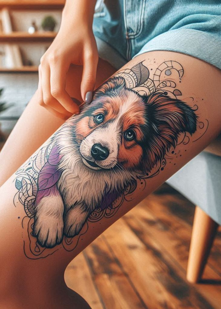 Furever Faithful: 70+ Dog Tattoos That Are Woof-Worthy! | Pocoko Dog Tattoos for Girls: Because a girl's best friend deserves a permanent spot in her heart (and on her skin).