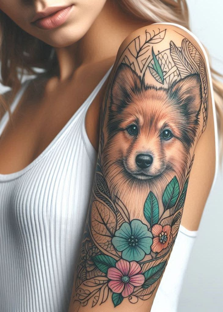 Furever Faithful: 70+ Dog Tattoos That Are Woof-Worthy! | Pocoko For girls who can’t imagine life without their dog by their side, these tattoos are a paw-sitive way to wear your love on your sleeve (literally). Get inked and let your dog’s spirit shine!