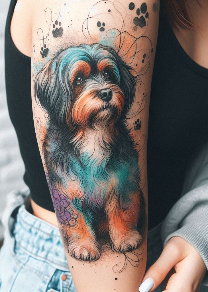 Furever Faithful: 70+ Dog Tattoos That Are Woof-Worthy! | Pocoko Dog Tattoos for Girls: These designs are a permanent reminder of the joy, love, and endless cuddles that dogs bring into our lives.