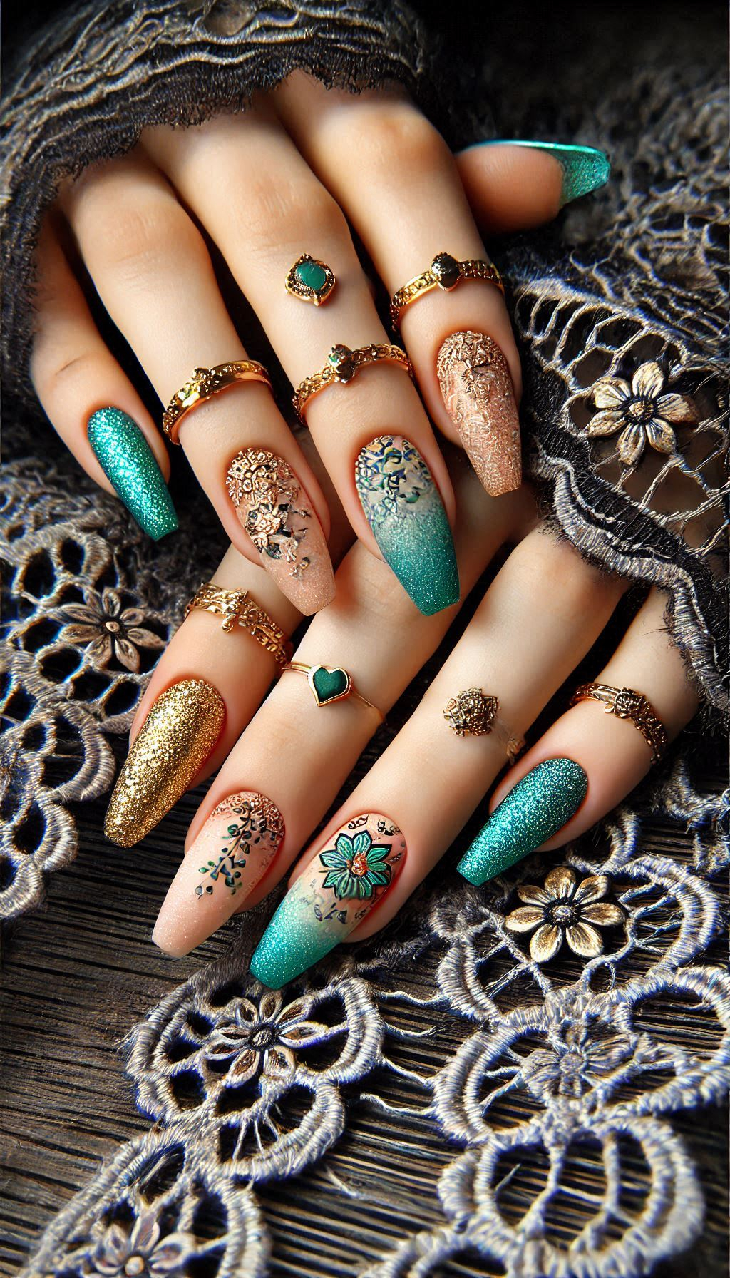 Mesmerizing Glitter Nail Art Ideas to Turn Heads | Pocoko Add some sparkle to your life with green and golden glitter nails. A chic, luxurious look that’s sure to impress.