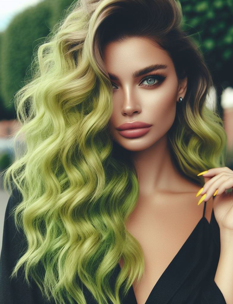 Lemon green hair: a bold and refreshing choice for anyone looking to make a statement. Get ready to shine with this zesty hue! Hair Color Inspirations
