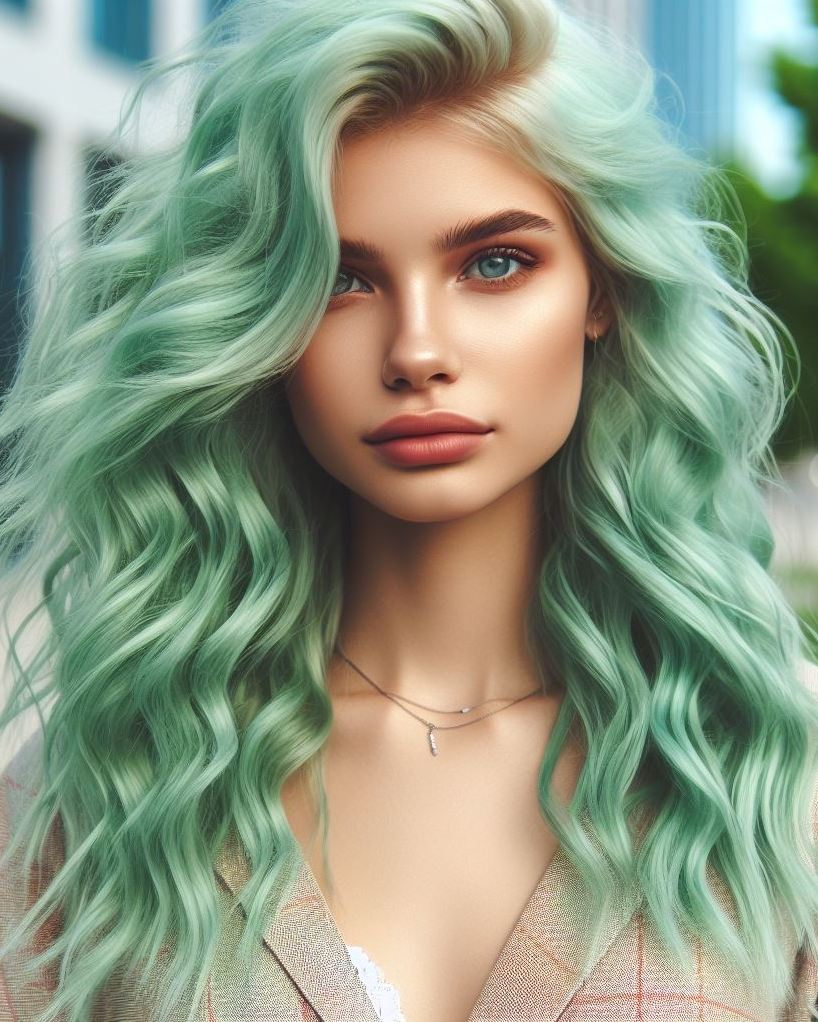Cool off with mint hair! This fresh, pastel shade is perfect for a chic and refreshing look that stands out.