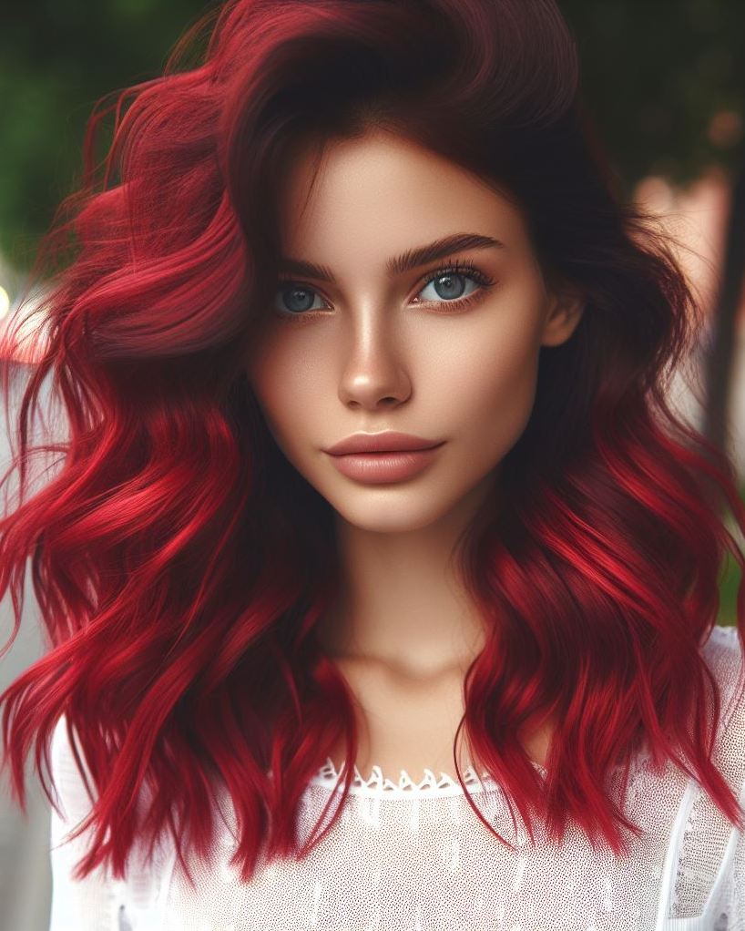 Turn up the heat with red ombre hair! This fiery gradient adds depth and drama to your locks, perfect for a sizzling new look.