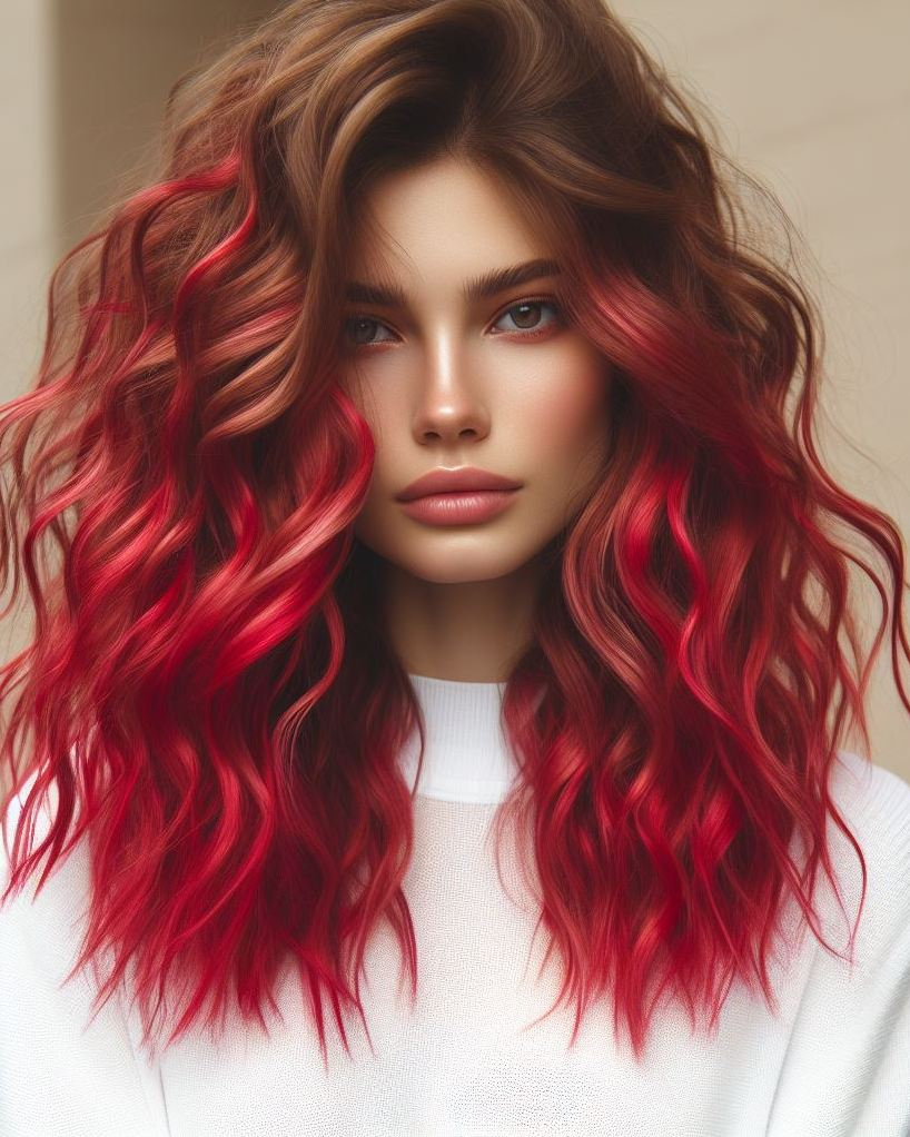 Red ombre hair: the perfect way to add a touch of fire and flair to your style. Get ready to make a bold statement with this dynamic look! Hair Color Inspirations