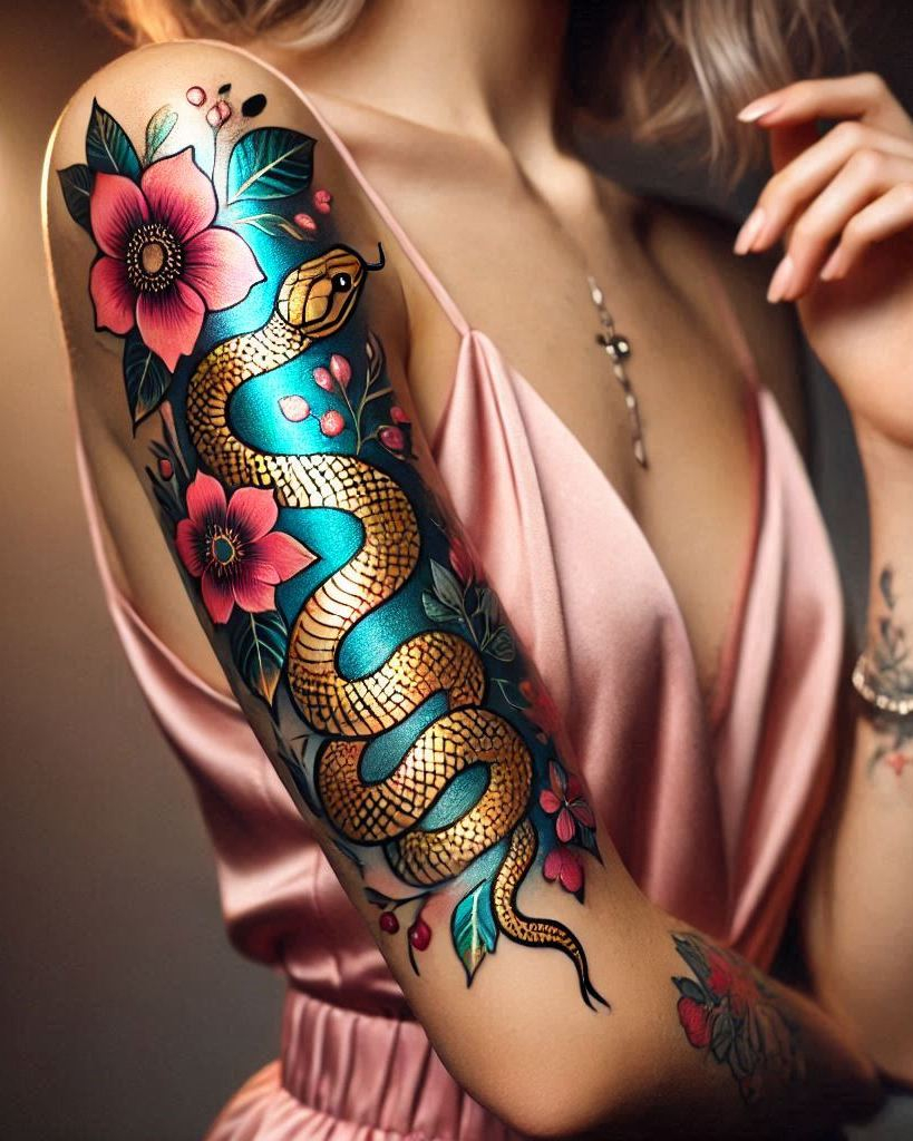 Reptile Tattoo Ideas: Fiercely Unforgettable Art | Pocoko Snake tattoos: the ultimate symbol of transformation and rebirth. Show off your new beginning with stunning ink!
