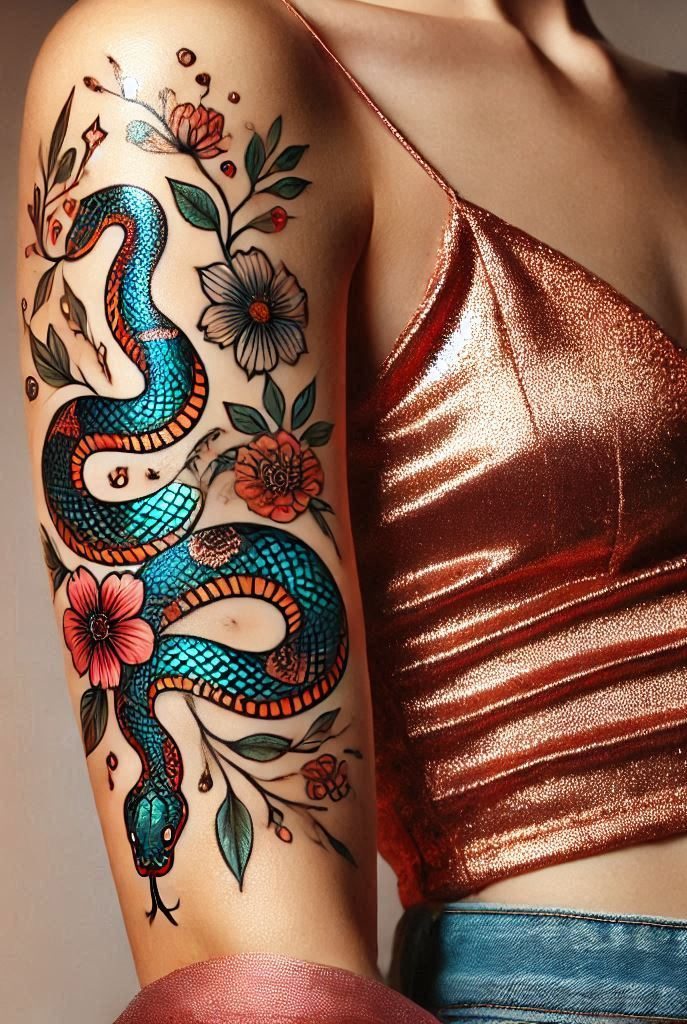 Reptile Tattoo Ideas: Fiercely Unforgettable Art | Pocoko Snake tattoos are all about power and elegance. Perfect for those looking to add a touch of wild beauty to their ink!