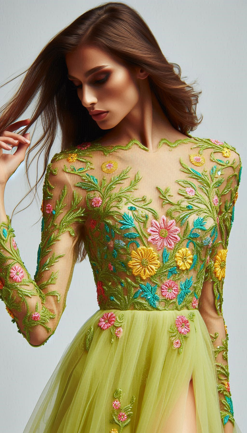 Lemon green with colorful flowers? Yes, please! This floral lace embroidered dress is a refreshing burst of charm and beauty.