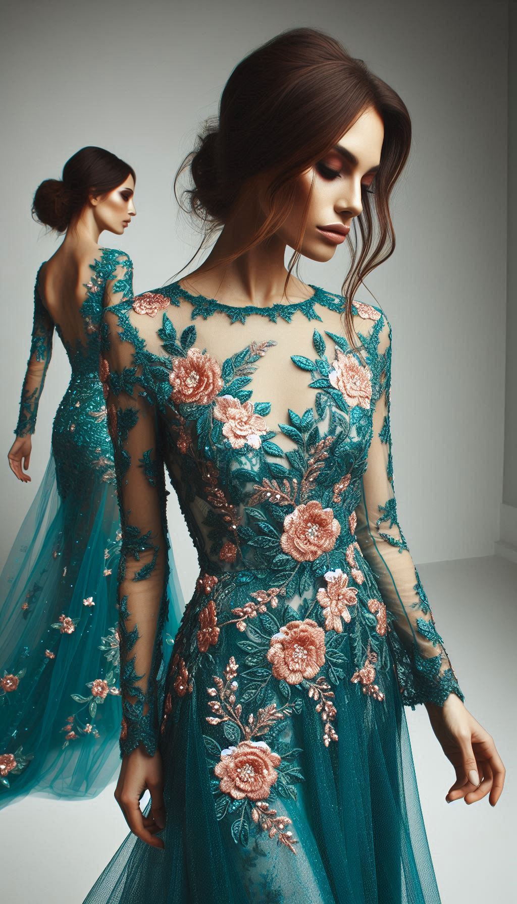 Teal with pink flowers? Yes, please! This floral lace embroidered dress is the ultimate mix of elegance and playful charm.