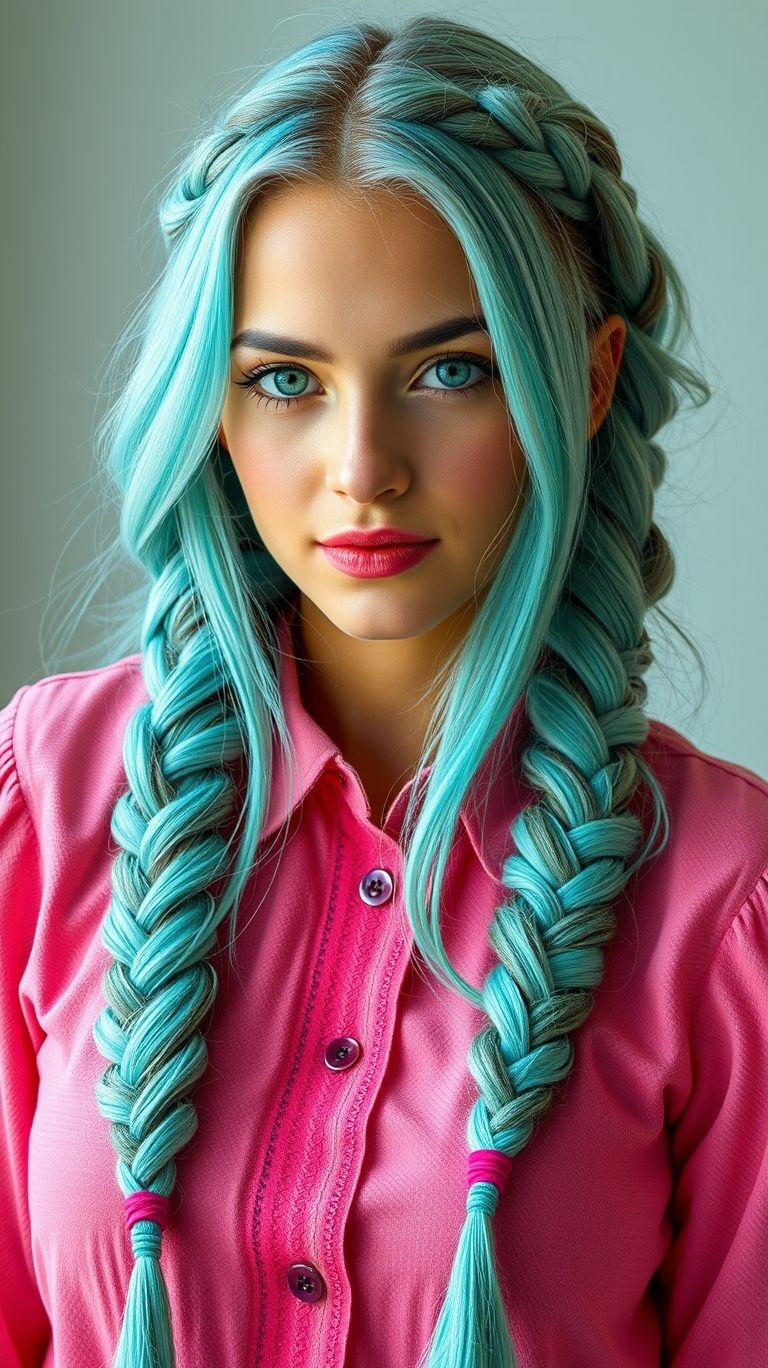 Dive into a sea of style with aqua-colored braids! Bold, vibrant, and effortlessly cool, they’re the perfect look for turning heads.