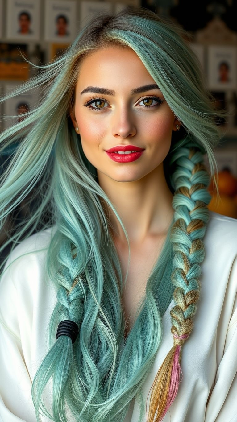 Aqua-colored braids are the perfect pop of personality! From beach days to city nights, they’ll keep your style afloat.