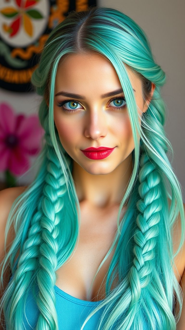 Tired of blending in? Aqua-colored braids will have you standing out like a tropical dream!